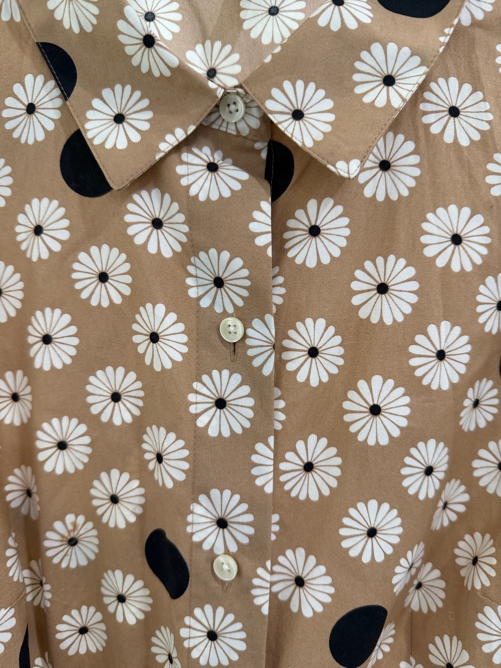 Talbots Brown Floral & Black Dot Long Sleeve Dress - Picture 3 of 9